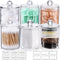 6 Pack Qtip Holder Dispenser for Cotton Balls, Swabs, Pads - Clear Plastic Apothecary Jar Set