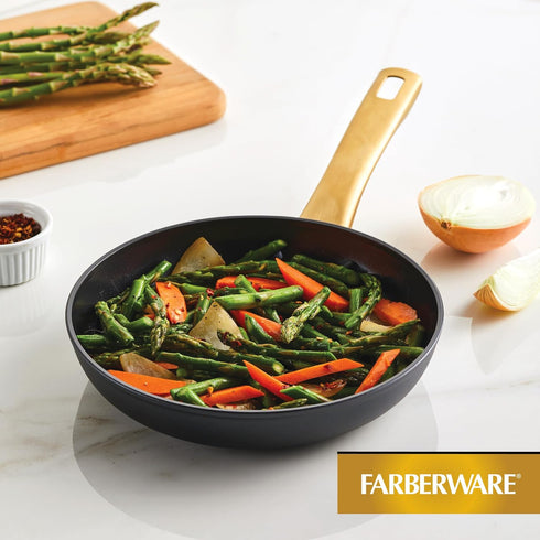 Farberware 8.25 Inch Forged Induction Ceramic Nonstick Frying Pan/Skillet, Dishwasher Safe, All Stovetops, Black and