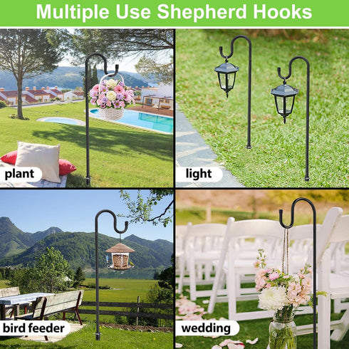 Feblomst 108" Hummingbird Bird Feeder Pole, Shepherds Hooks for Outdoor Heavy Duty, Tall Feeders Stand for Hanging