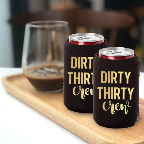 Dirty Thirty Crew Can Coolers, Set of 12 for 30th Birthday Decorations for Him and Her