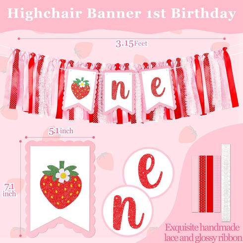 Kriyokiaa Berry First Birthday High Chair Banner One High Chair Banner Girl Photo Backdrop First Birthday Decorations