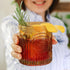 Set 6 10 oz Set, Vintage Amber Drinking Glasses of by Kate Aspen - Ribbed Glassware for Drinking Water, Juice, Cocktail