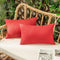 Woaboy Set of 2 Red Outdoor Throw Pillow Covers, Decorative Farmhouse Linen Cushion Cases for Living Room 12x20 inch