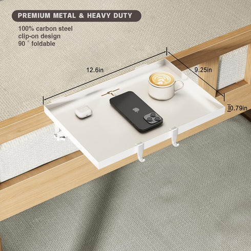 1 Magheo Bedside Shelf Foldable, Metal Clip-On Bunk Bed Table Shelf for Top Bunk Heavy Duty Bed Side Table Tray
