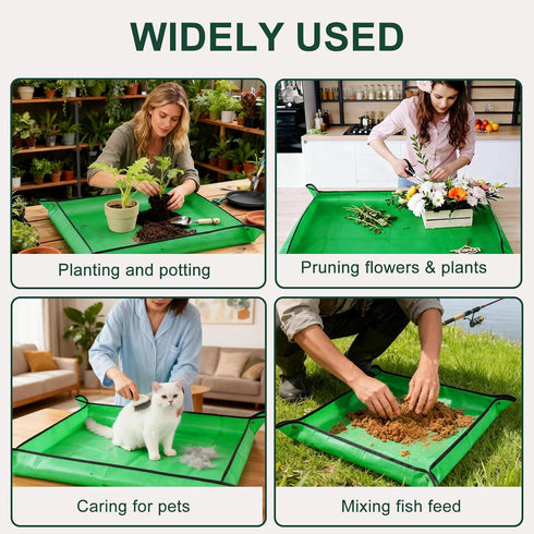 bukmialy 39.5"x39.5" Super Thick Repotting Mat for Indoor Plants - Tear-Resistant, Foldable, Double-Sided Waterproof
