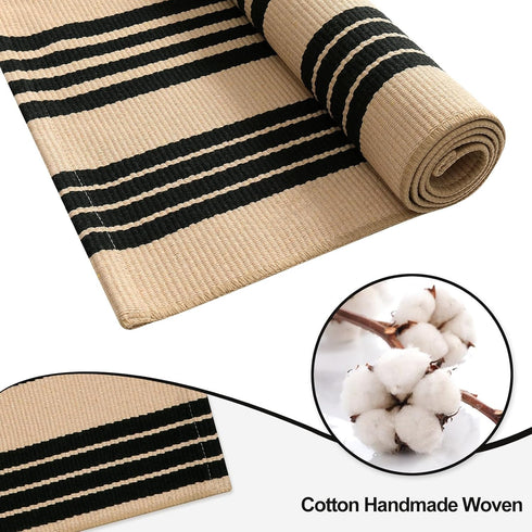 OJIA Front Door Mat 24"x51", Machine Washable Porch Rug, Striped Entryway Rugs for Indoor Outdoor, Cotton Hand-Woven