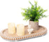 HPC Decor 15in Oval Tray for Home Decor - Brown Wood Beaded