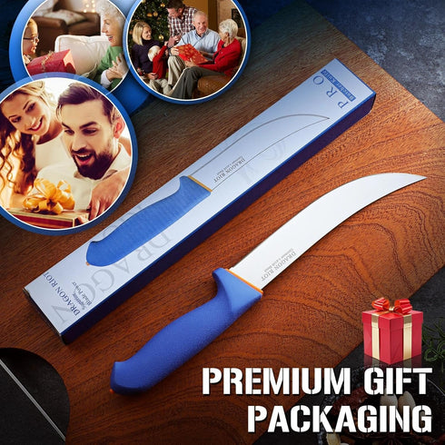 8 Inch, DRAGON RIOT Premium Butcher Breaking Knife Curved Caving and Slicing Knife in High Carbon Stainless Steel,Razor
