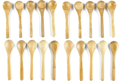 JapanBargain 3700 Mini Bamboo Matcha Scoops Spoons for Spices, Tea, Salt, Sugar, Condiment, 4 inch, Pack of 20