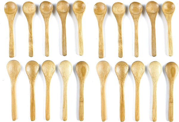 JapanBargain 3700 Mini Bamboo Matcha Scoops Spoons for Spices, Tea, Salt, Sugar, Condiment, 4 inch, Pack of 20
