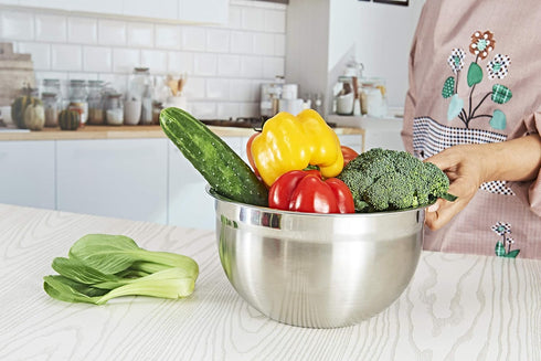 Stainless Steel Mixing Bowl - 5 Quart Metal Kitchen Aid Mixing Bowl for Baking, Cooking, and Food Storage
