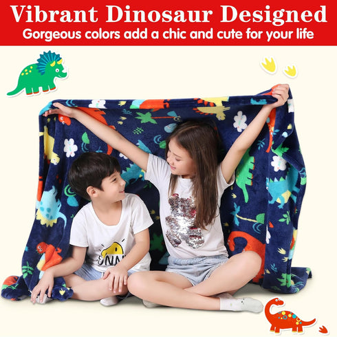 50x60 Inches) Lukeight Dinosaur Toddler Blanket Gifts for Boys and Girls, Plush Dino Throw Blanket for Kids and Adults
