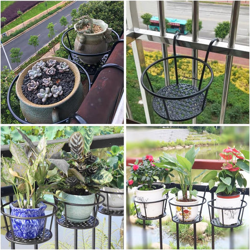 8.66X7.08X6.49 Inch Yardwe Hanging Succulent Planter Flowerpot Holder Stand for Balcony Window Porch Metal Plant Stand