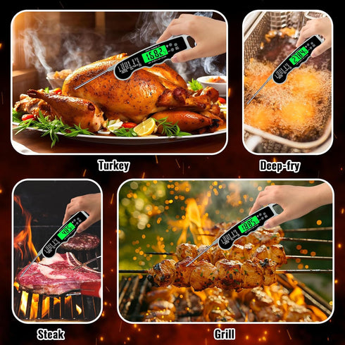 Digital Meat Thermometer, IP67 Waterproof Food Thermometer for Cooking, Instant Read with Backlight & Magnet