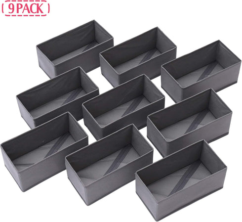 DIOMMELL 9 Pack Foldable Cloth Storage Box - Closet Organizer Fabric Baskets for Clothes, M Grey 090