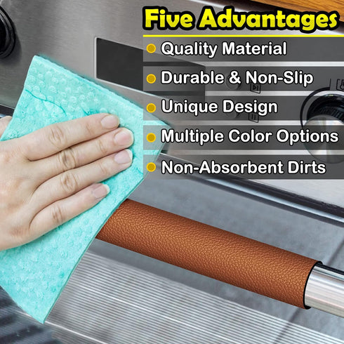 Refrigerator Door Handle Covers - 6PCS Leather Kitchen Appliance Handle Covers, Keep Fridge, Microwave, Oven Clean