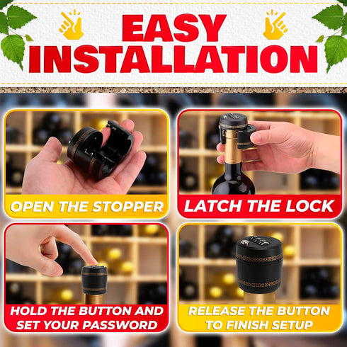3 Pcs Wine Bottle Lock Cap - 1-1.1in Soda Lock Cap Liquor Bottle Locking Caps for Password Bottle Security