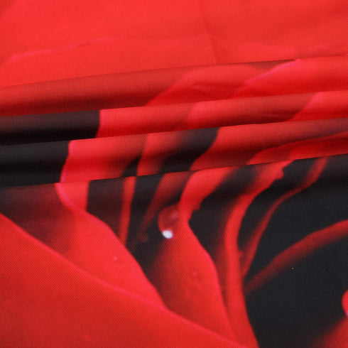 LIVILAN Red Shower Curtain for Bathroom, Black and Red Rose Shower Curtain with Hooks, 72" W x 84" H