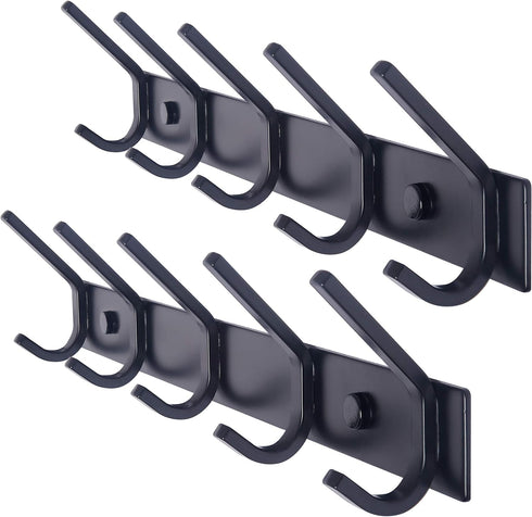 WEBI Coat Rack Wall Mounted - 5 Heavy Duty Metal Hooks for Hanging Coats, 2 Packs