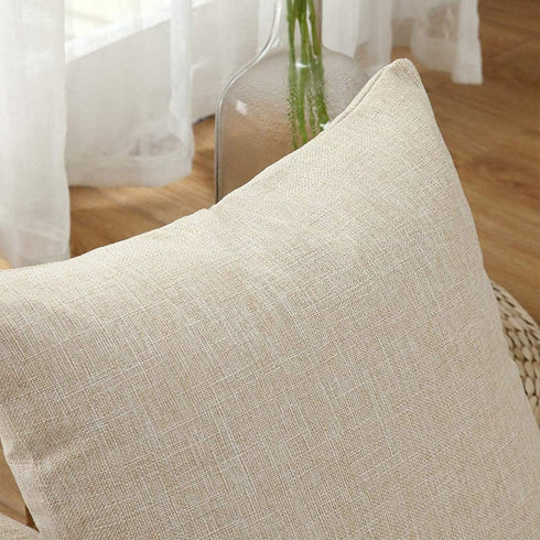 Decorative Linen Throw Pillow Covers, Set of 2 Couch Cushion Covers with Zipper, 20x20 Inches for Living Room