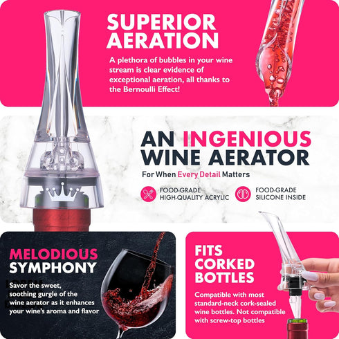 VINABON Wine Aerator Pourer Spout 2025 – Professional Wine Aerator for Improved Flavor and No-Drip Design
