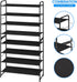 4-Tier Simple Trending Stackable Shoe Rack, Expandable & Adjustable Fabric Shoe Shelf Storage Organizer, Black