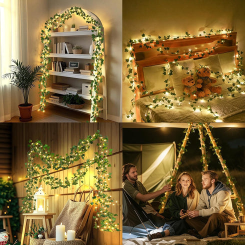 66FT 200 OMIKA Vine with Fairy Lights Plug in, LED Ivy String Lights Connectable with Remote, Leaf Light Waterproof