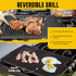 Cast Iron Reversible Grill/Griddle Set: Pre-Seasoned Non-Stick with Press, Scraper & Mitts for Indoor Outdoor Cooking
