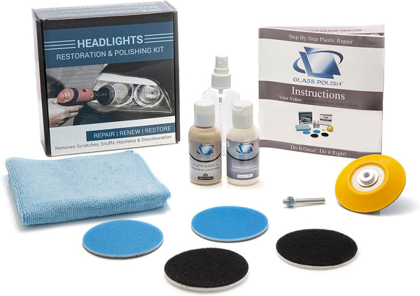 Glass Polish 31016 Headlight and Tail Light Restoration Kit - Restore Dull, Faded, Discolored Car Headlights