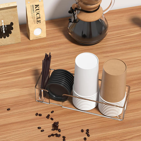 Countertop, 14.5 Inches Coffee Bar Accessories and Organizer, Disposable Cup Holder for Clear Acrylic Storage