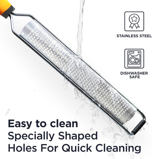 Deiss PRO Citrus Lemon Zester & Cheese Grater - Razor-Sharp Stainless Steel Blade, Dishwasher Safe