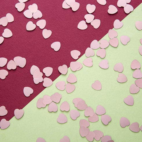 Rose Gold Heart-Shaped Small Metallic Foil Confetti for Table Wedding Birthday Party Decoration, Diameter 10mm (Rose