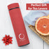 Pure Zen Tea Thermos with Infuser for Hot & Cold Infusions - 15oz Leakproof Travel Mug, Stainless Steel, Red