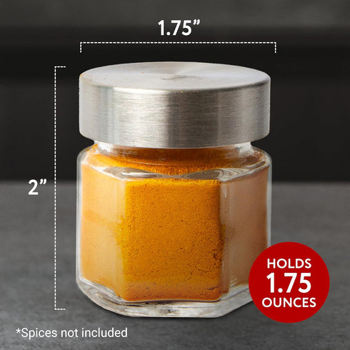 Pack 15-1.74 Oz IMPRESA Hexagon Magnetic Spice Jars - of Strong Magnetic Seasoning Containers - Space-Saving Honeycomb