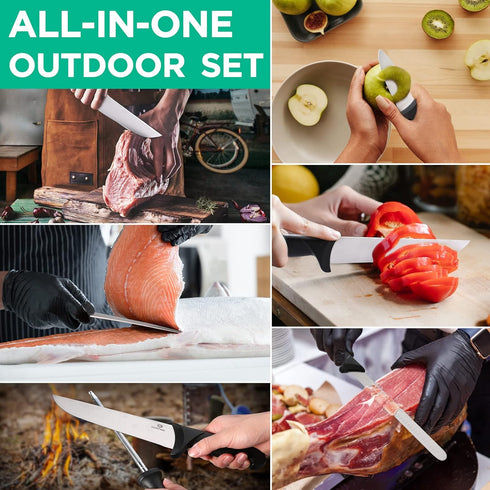 Mossy Oak 6 PCS Kitchen Knife Set - Sharp Stainless Steel Chef Knives with Roll Bag, Practical Gifts for Cooking Lovers.