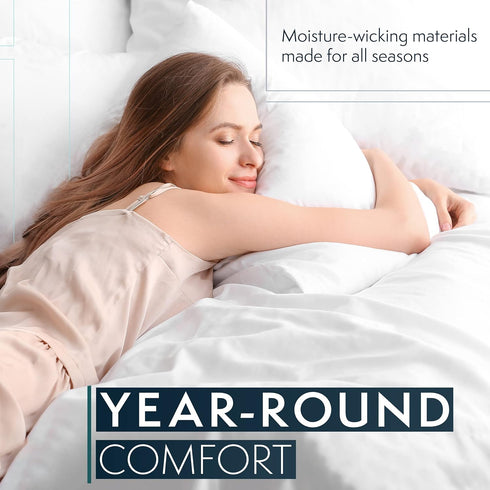 HC Collection King Pillow Cases Set of 2 - Microfiber, Extra Soft, Navy, Easy Care & Machine Washable