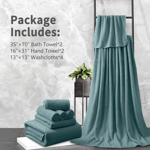 8 Set|2 Sheet,2 Towels,4 Set Piece Bathroom Towel Oversized Large Bath Towel Hand Washcloths|Ultra Soft Microfiber