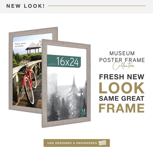 MCS Museum Poster Frame 16x24 Barnwood, Vertical & Horizontal Wall Hanging Large Picture Frame for Photos