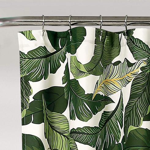 Lush Decor Tropical Paradise Shower Curtain, Fabric Leaf Rainforest Print, 72" x 72", Green