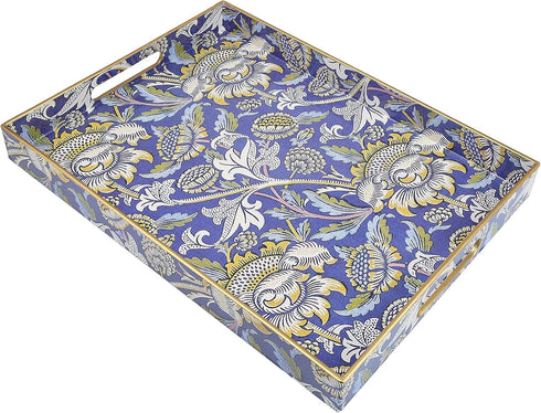 Rectangle Plastic Serving Tray with Handles, Elegant Decorative Tray for Coffee Table,