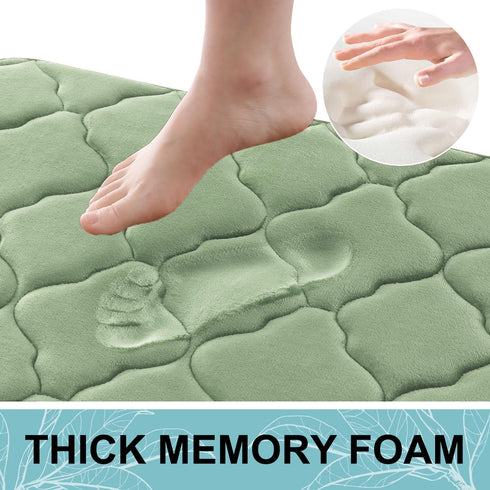 OLANLY Memory Foam Bath Mat Rug 30x20: Ultra Soft Non-Slip Absorbent Bathroom Carpet for Floor, Tub, Shower, Sage Green