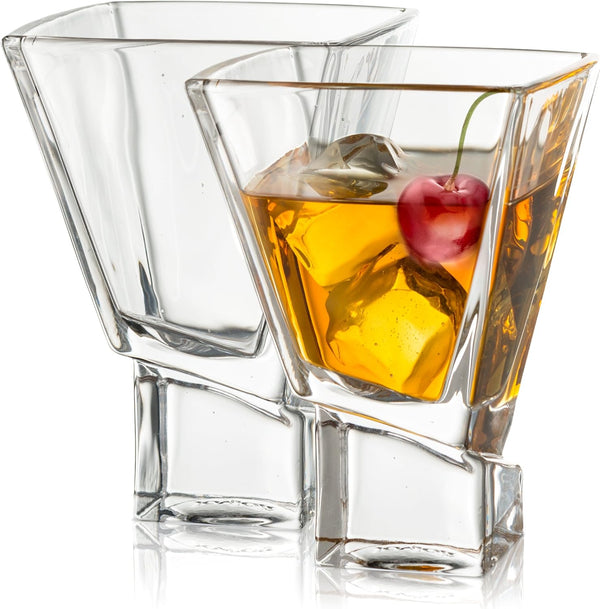 JoyJolt Carre 2-Piece Cocktail Glasses Set, 8 Ounce Martini Glasses