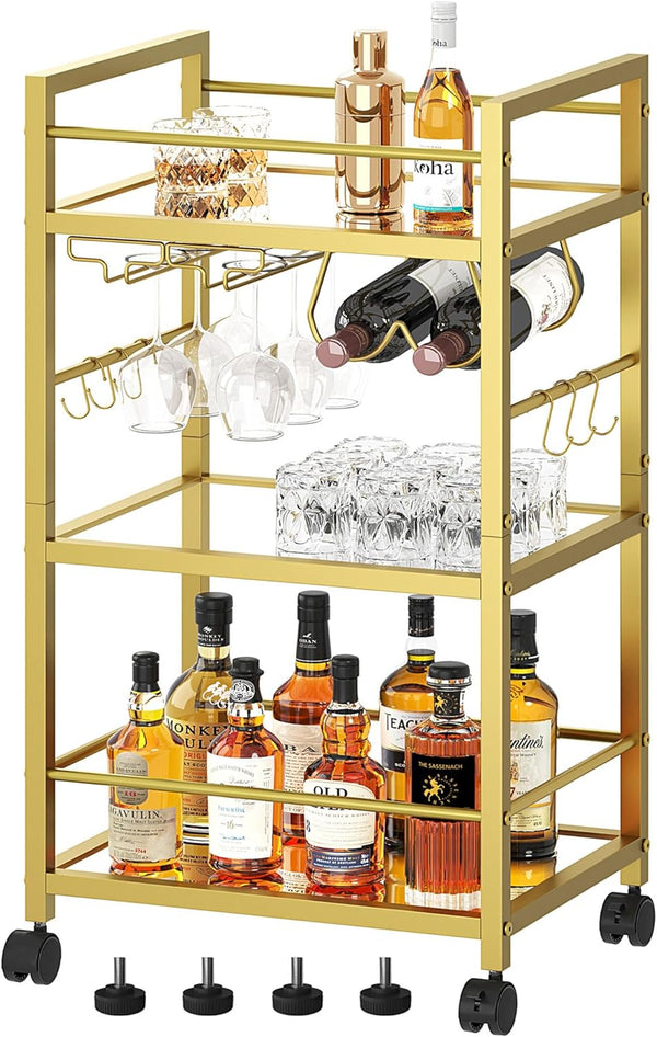 Bar Cart, Serving Cart for Home, Microwave Cart, Drink Cart, Mobile Kitchen