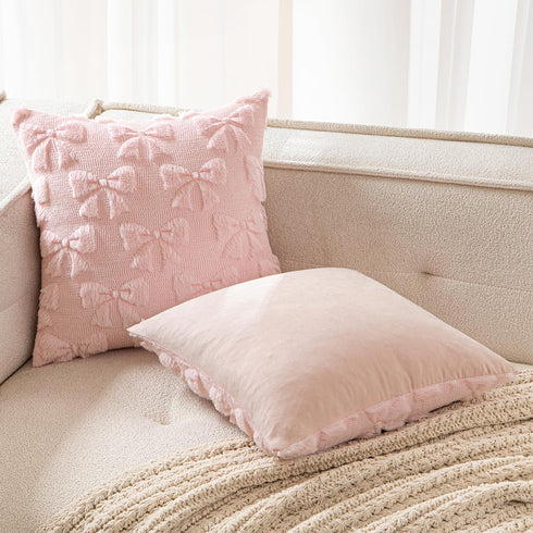 Set 2 Couch,18x18 Inch MIULEE Light Pink Bow Pillow Covers Coquette Room Decor Aesthetic of Spring Decorative Cute Girl