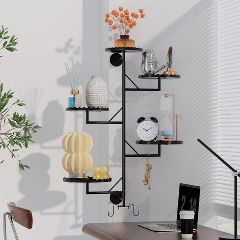 GcdPai 5-tier Rotating Window Plant Shelves indoor Metal Plant Stand, Wall Plant holder for Multiple Plants indoors