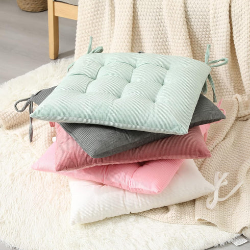 HLOVME Corduroy Chair Cushion with Ties, Ultra Soft Warm Floor Cushion for Kids Reading Nook, Cosmos