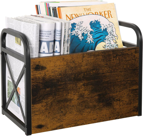 YINMIT Magazine Holder - Floor Magazine Rack Storage Basket, File Organizer Bin for Magazines, Books, Newspapers