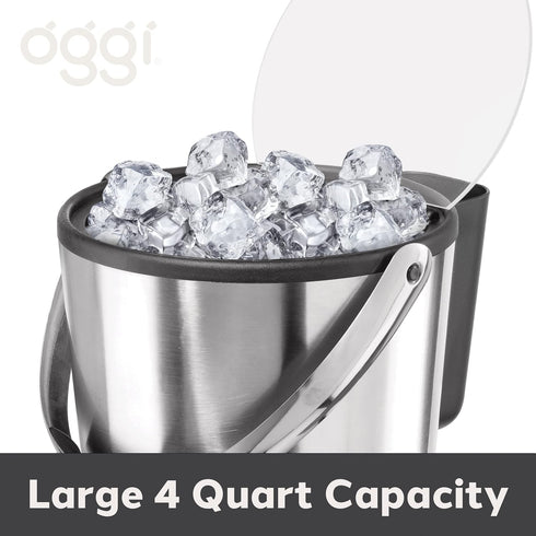 Oggi Insulated Ice Bucket, 4 Quart / 3.8 L, Black Stainless Steel