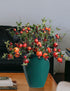 Forlaoers 4pcs 31" Tall Red Berries Pomegranate Faux Plants Stem Fake Tree Branches with Fruits Leaves Artificial