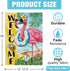 Welcome Summer Flamingo Decorative Garden Flag, Beach Coastal Swim Ring Tropical Palm Leaves Yard Outside Home Decoration, Hawaii Aloha Nautical Outdoor Small Decor Double Sided 12 x 18